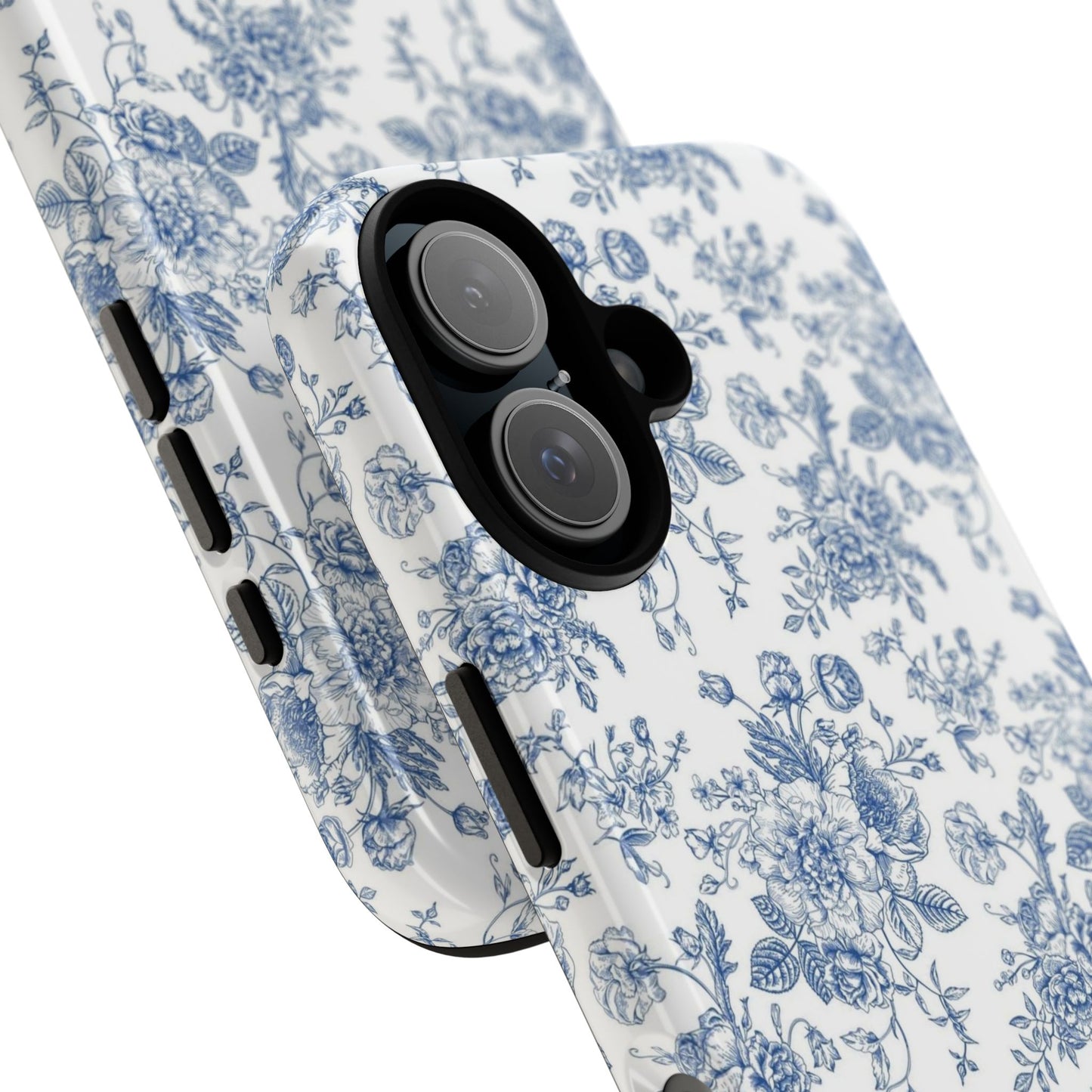 Floral Tough Phone Case - Durable Protection with Elegant Blue Pattern