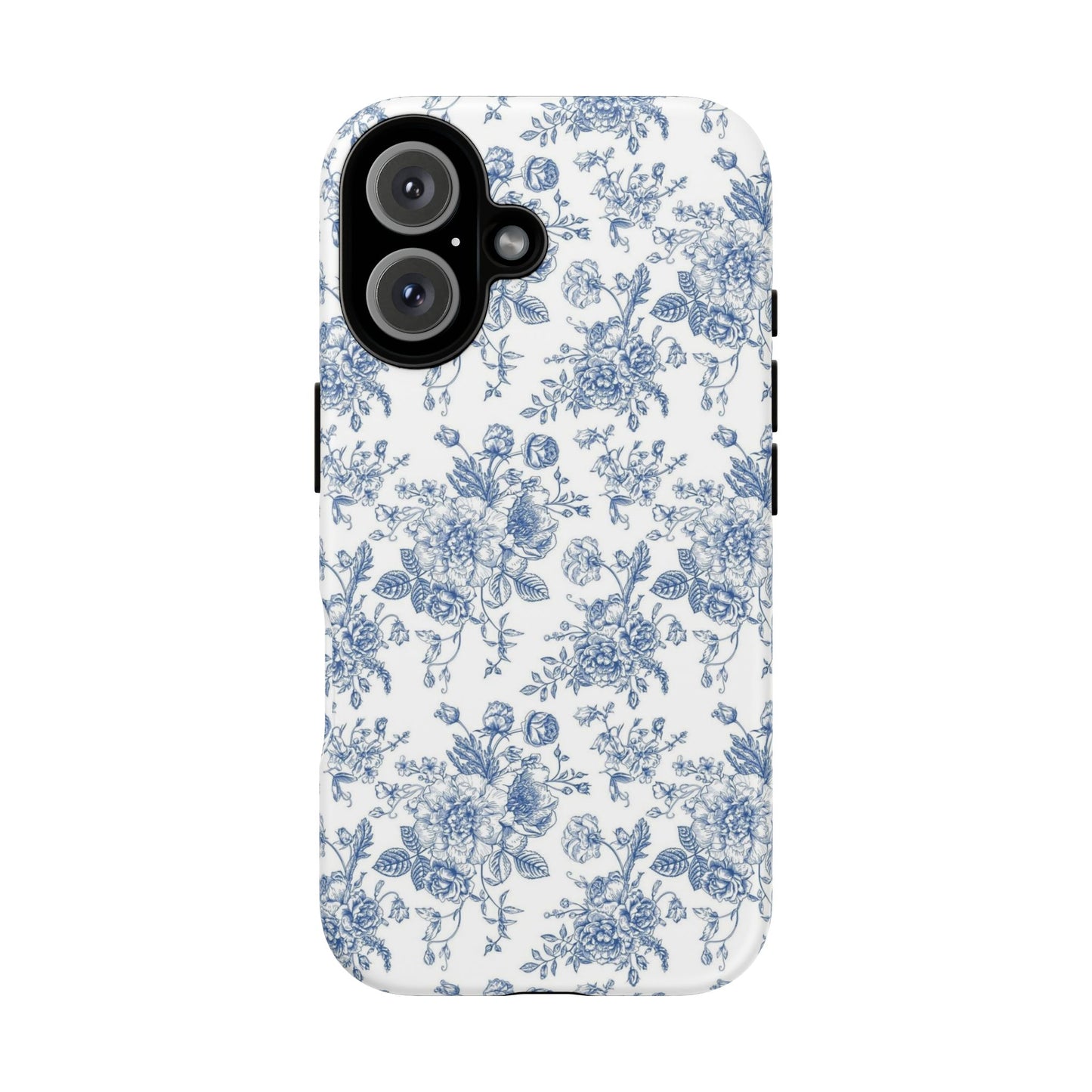 Floral Tough Phone Case - Durable Protection with Elegant Blue Pattern